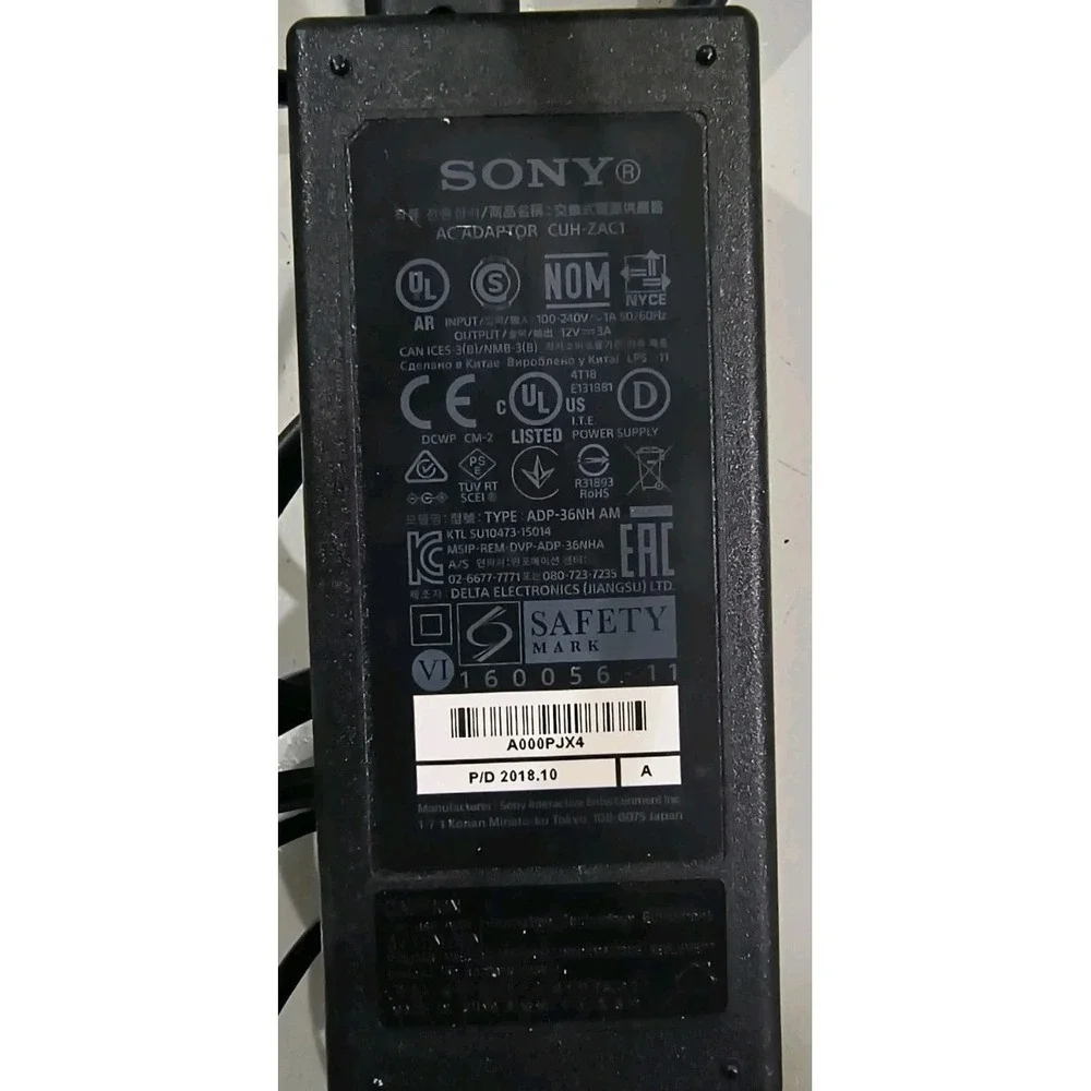 Genuine Sony PlayStation CUH-ZAC1 ADP-36NH-A 12V 3A 36W Ac Adapter Power Supply